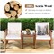 Costway 3PC Outdoor Patio Sofa Furniture Set Solid Wood Cushioned Conversation Set White